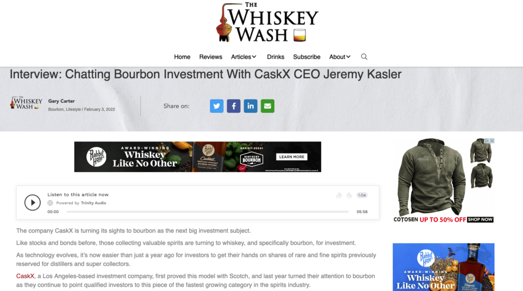The Whiskey Wash article screenshot