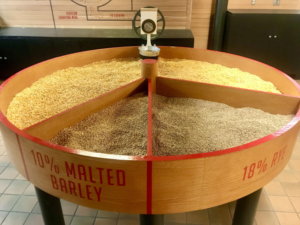 A bin of bourbon grains