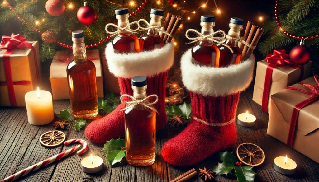 Christmas stockings with whiskey