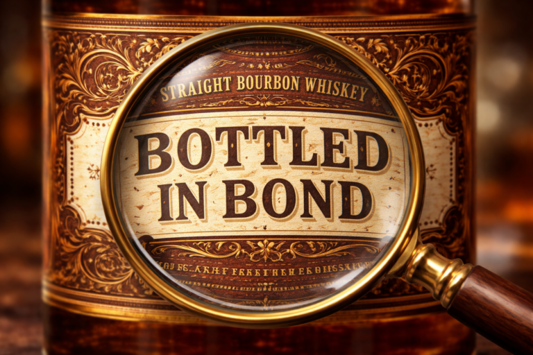 Bottled In Bond on a whiskey label
