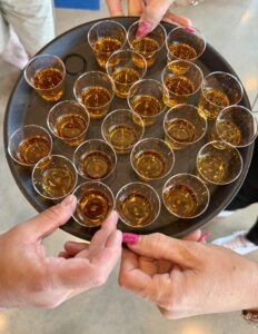 A tray full of bourbon